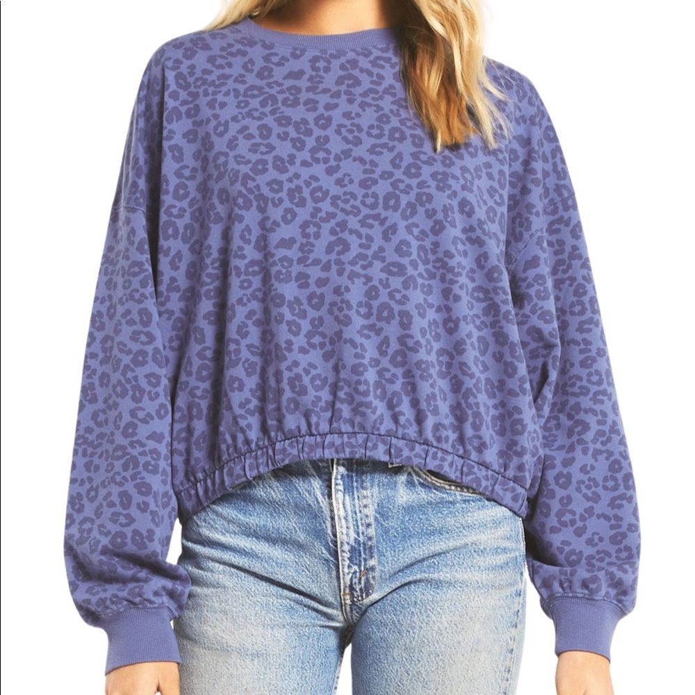 Z Supply Blue Leopard Sweatshirt - like new!